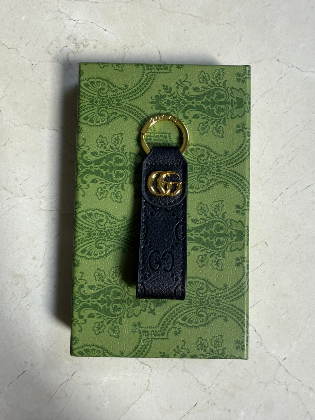 Designer Black Leather Keychain