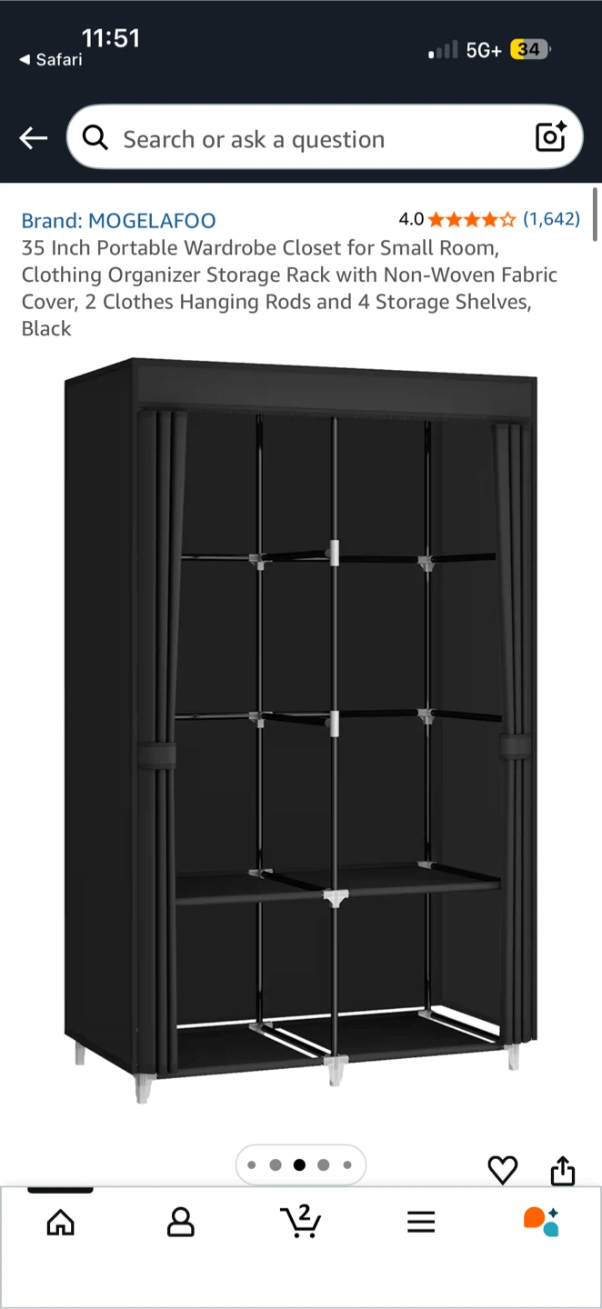 Portable Wardrobe Closet - Black