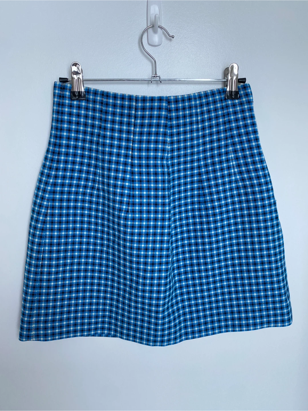ZARA Blue Plaid Cropped Blazer and Skirt Set Size S - photo 3