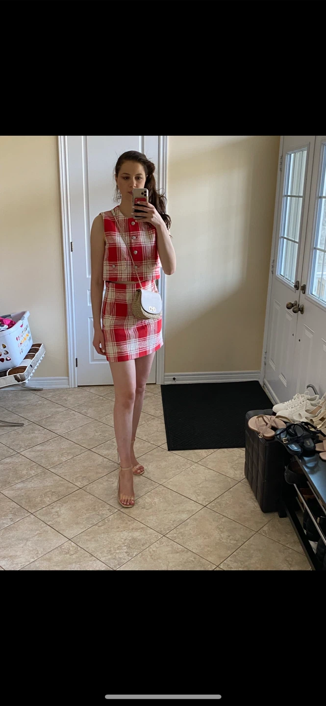 Zara Red Plaid Vest and Skirt Set - Size M - photo 4