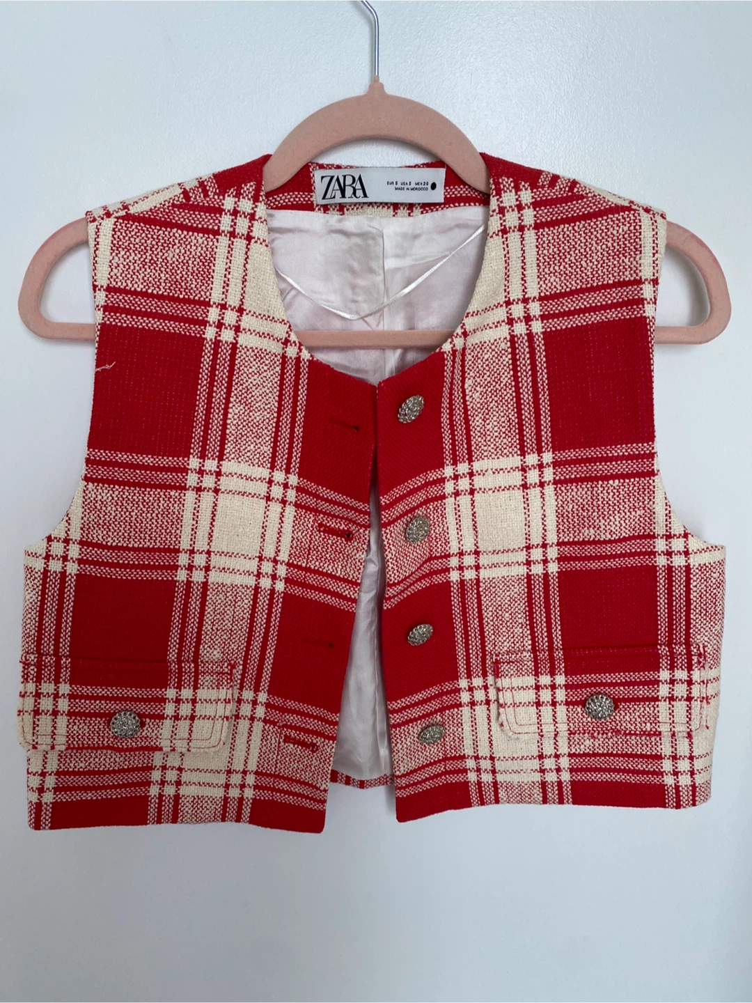 Zara Red Plaid Vest and Skirt Set - Size M - photo 2