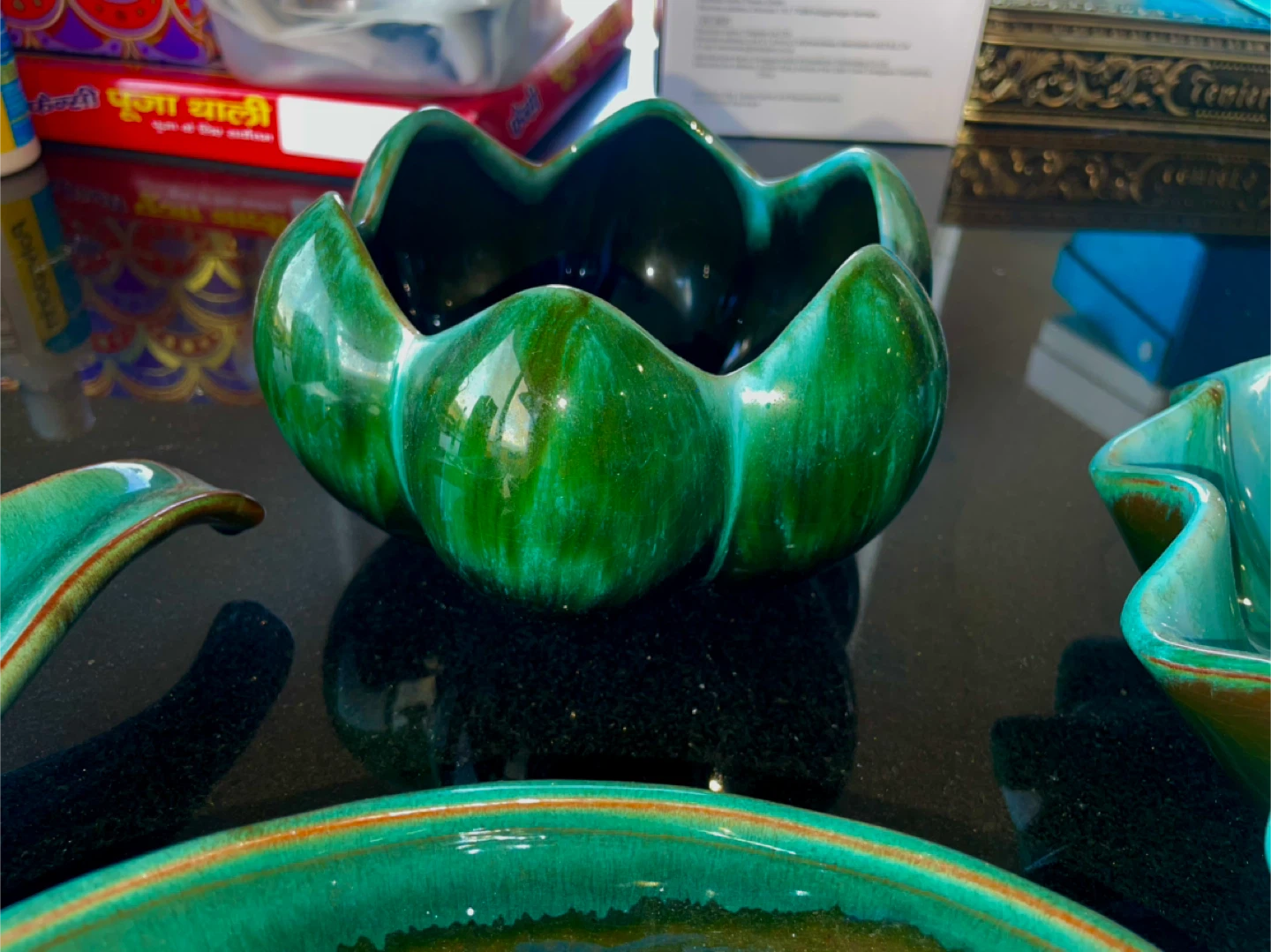 Authentic Green Ceramic Dishes and Bowls Set - photo 3