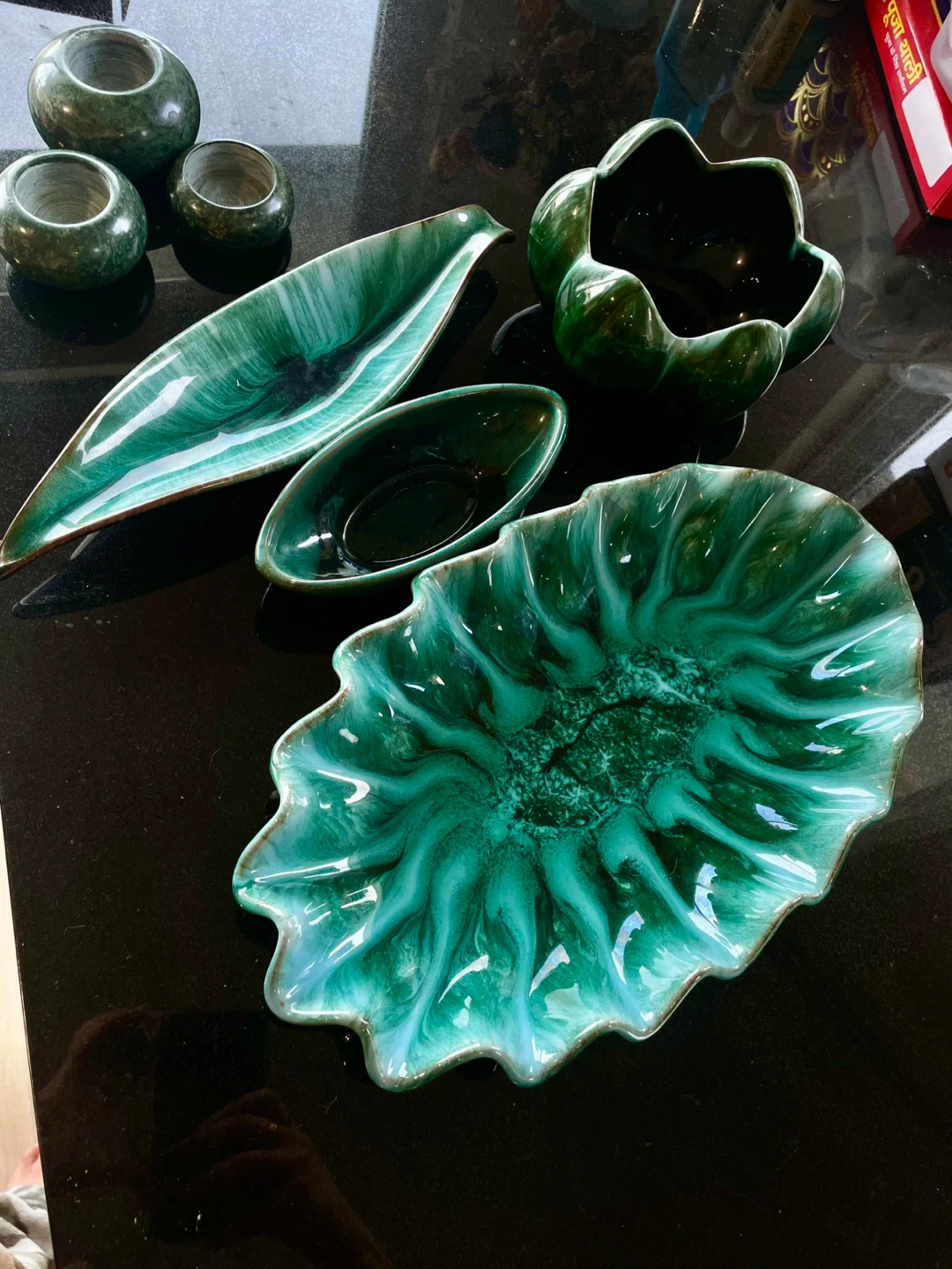 Authentic Green Ceramic Dishes and Bowls Set - photo 5