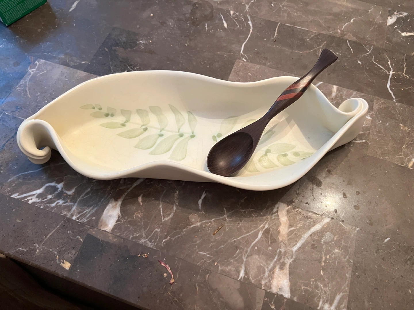 Creamware Serving Dish with Leaf Design