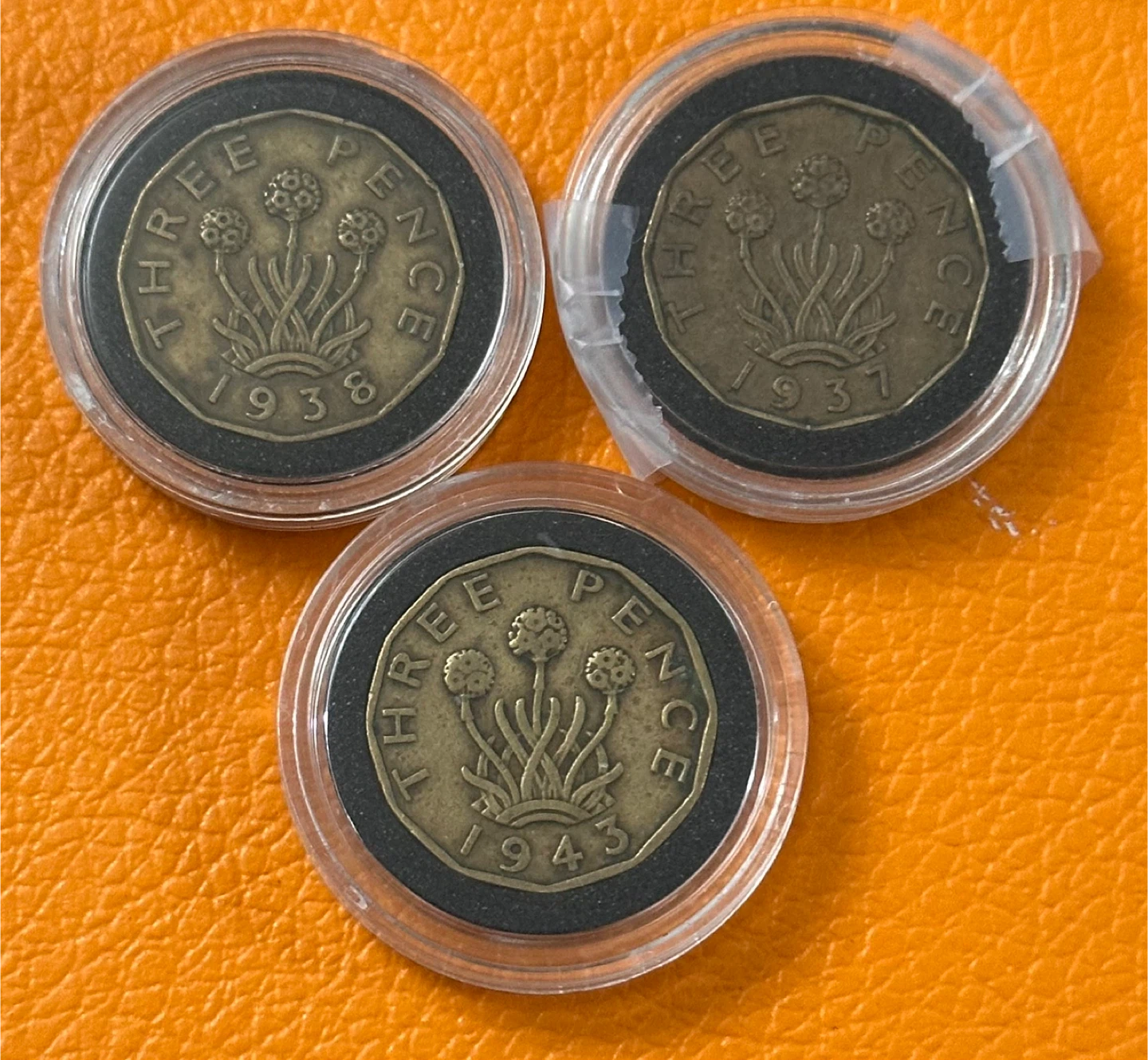 British Three Pence Coins - 1937, 1938, 1943