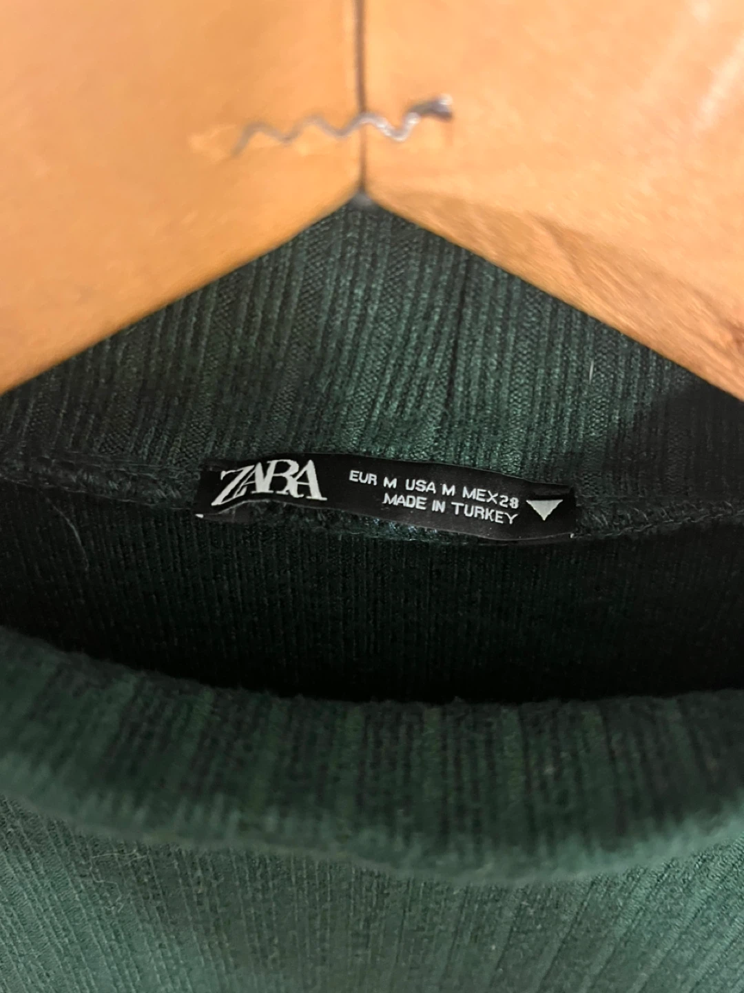 Zara Ribbed Mock Neck Top - Green, Size Medium - photo 3