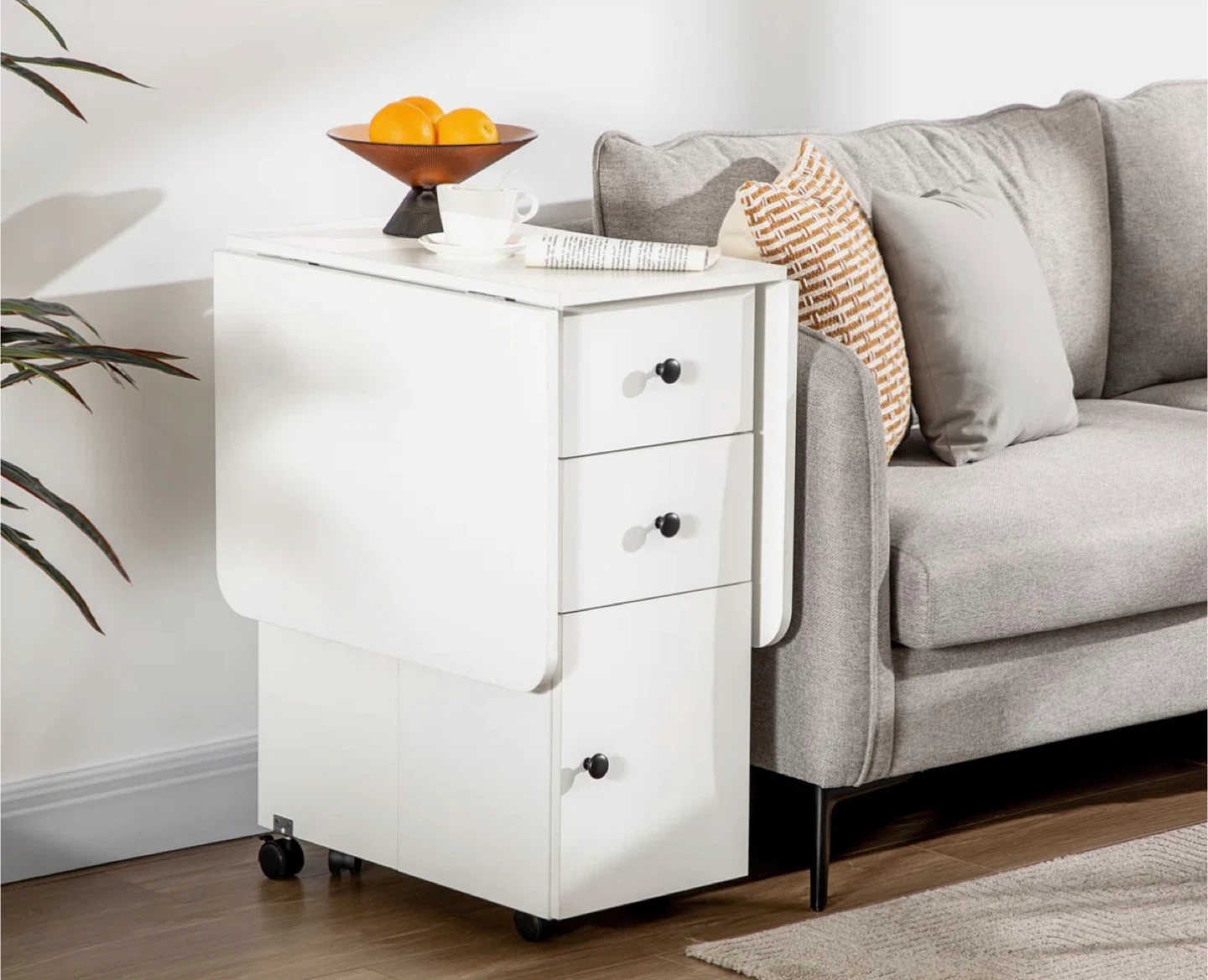 Folding Table with Storage Drawers and Wheels - photo 3