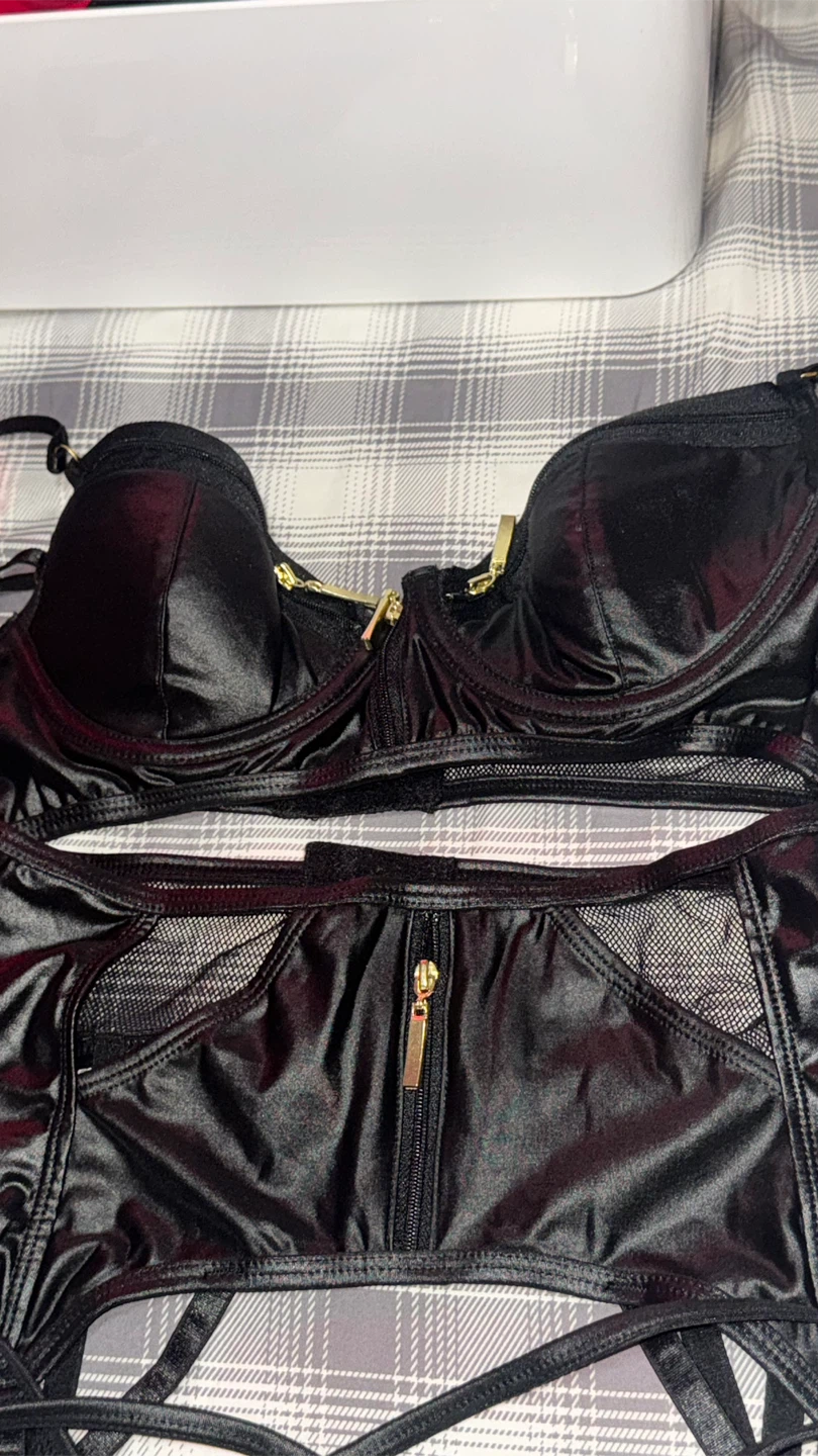 Black Lingerie Set with Gold Zippers - photo 3