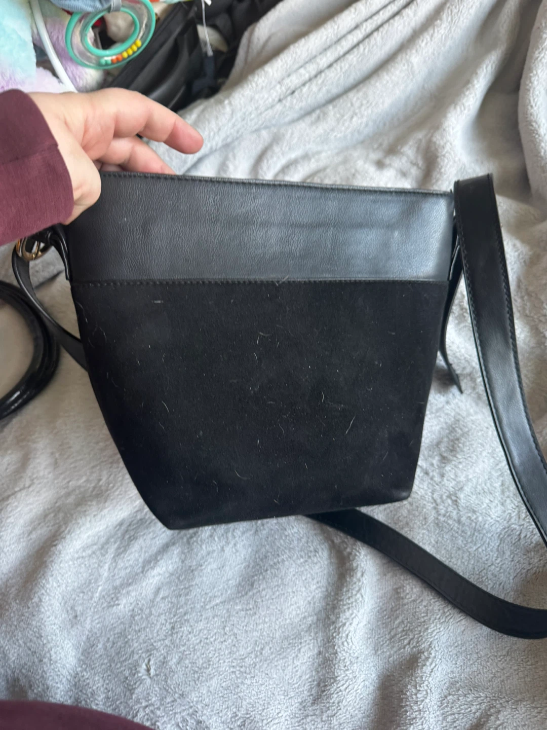 Black Faux Suede Bucket Bag - photo 2