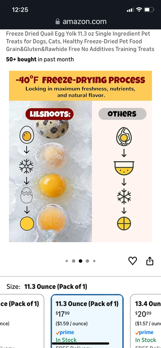 Lil' Smoots Freeze Dried Quail Egg Yolk Pet Treats 11.3 oz - photo 3