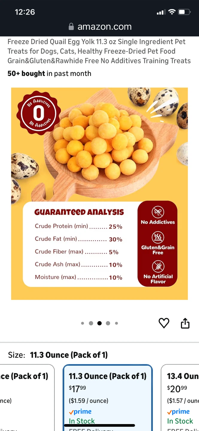 Lil' Smoots Freeze Dried Quail Egg Yolk Pet Treats 11.3 oz - photo 4