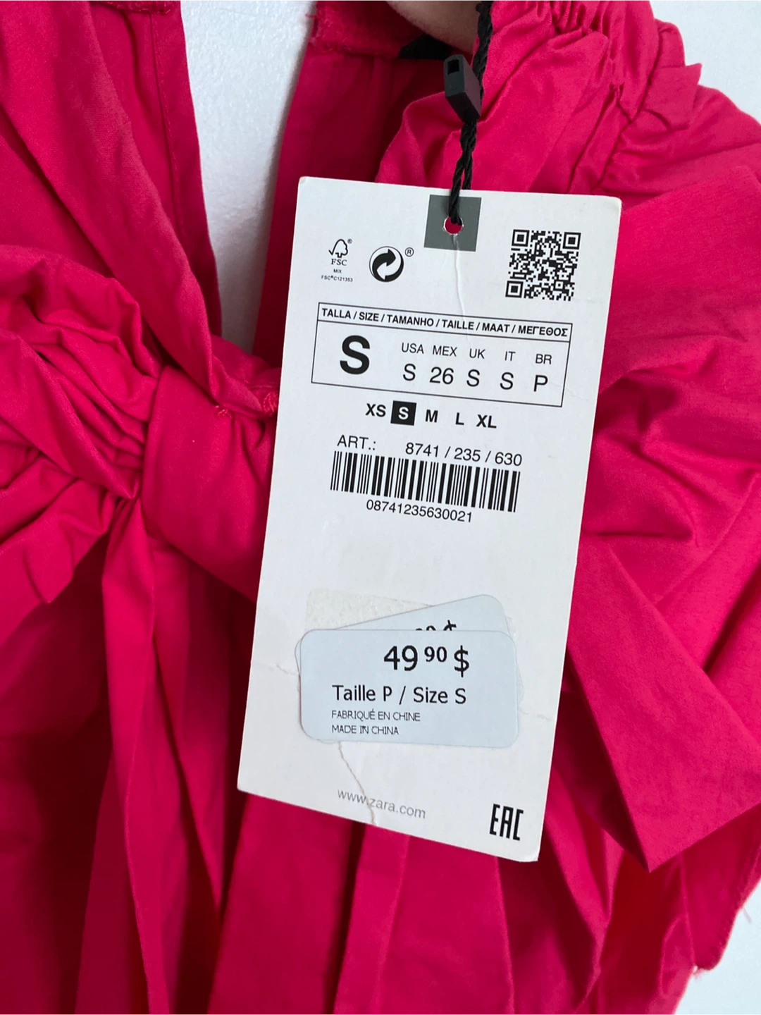 ZARA Pink Bow Detail Top - Size S - photo 2
