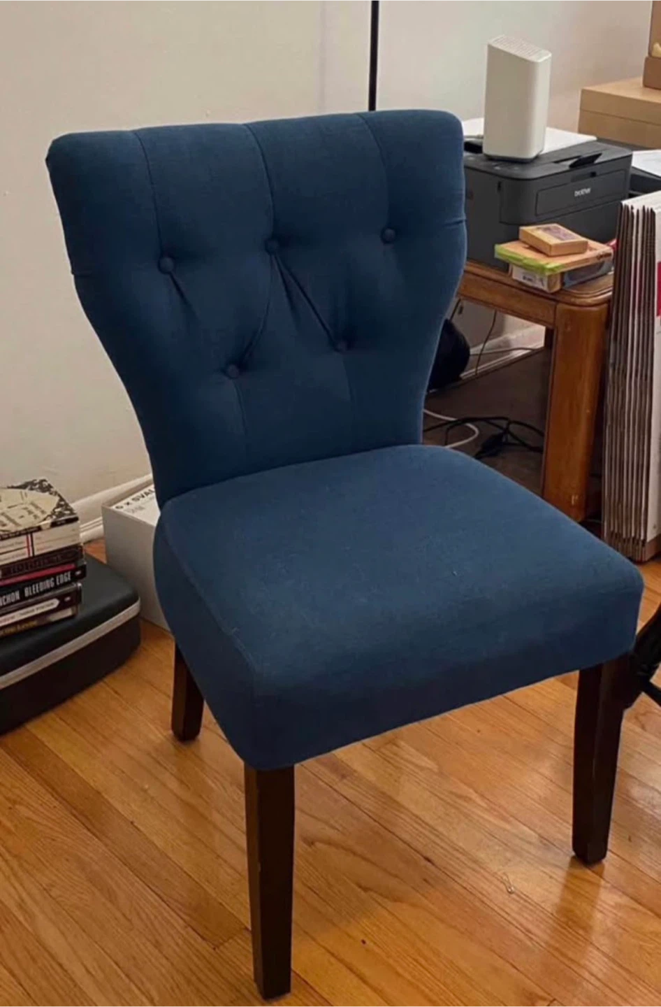 Blue Tufted Accent Chair