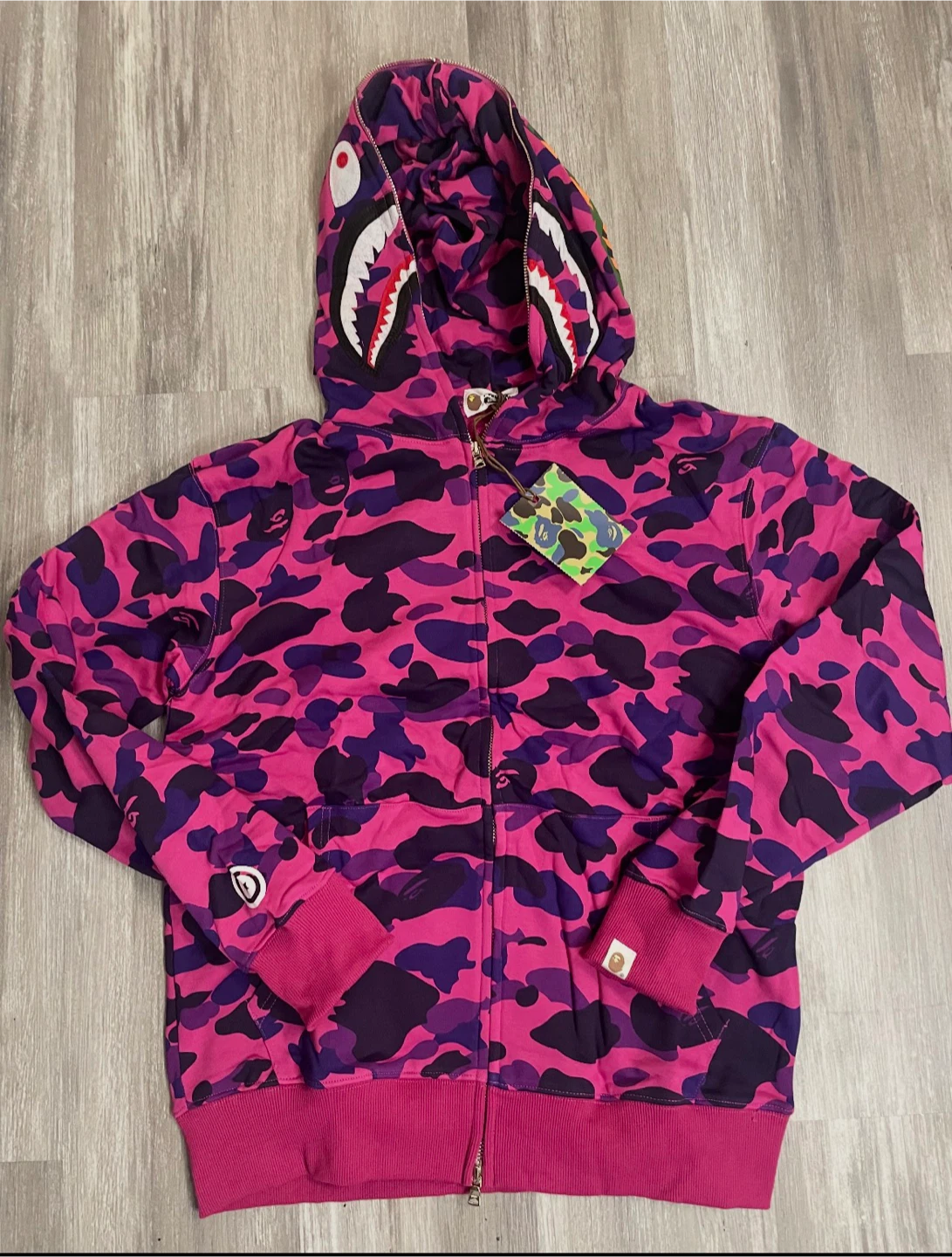 A Bathing Ape Pink Camo Shark Full Zip Hoodie