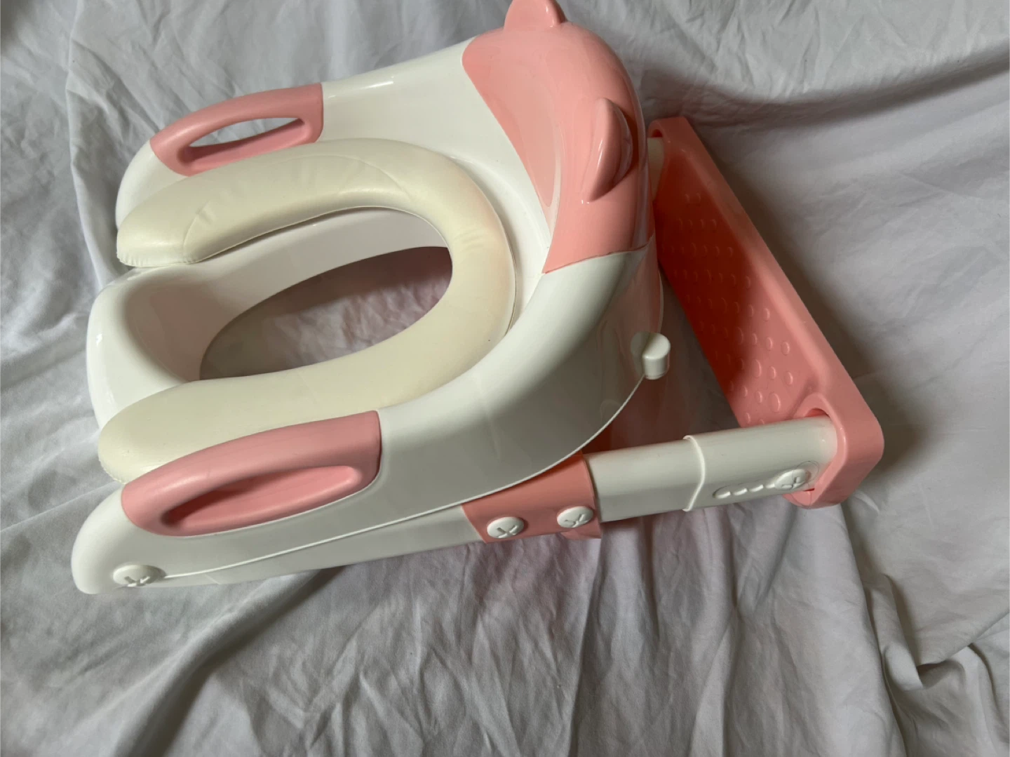 Pink & White Toddler Potty Training Seat with Ladder