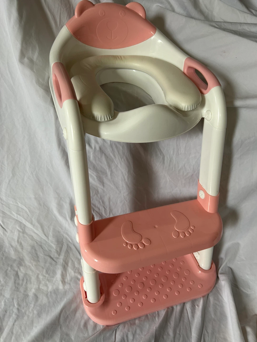 Pink & White Toddler Potty Training Seat with Ladder - photo 3