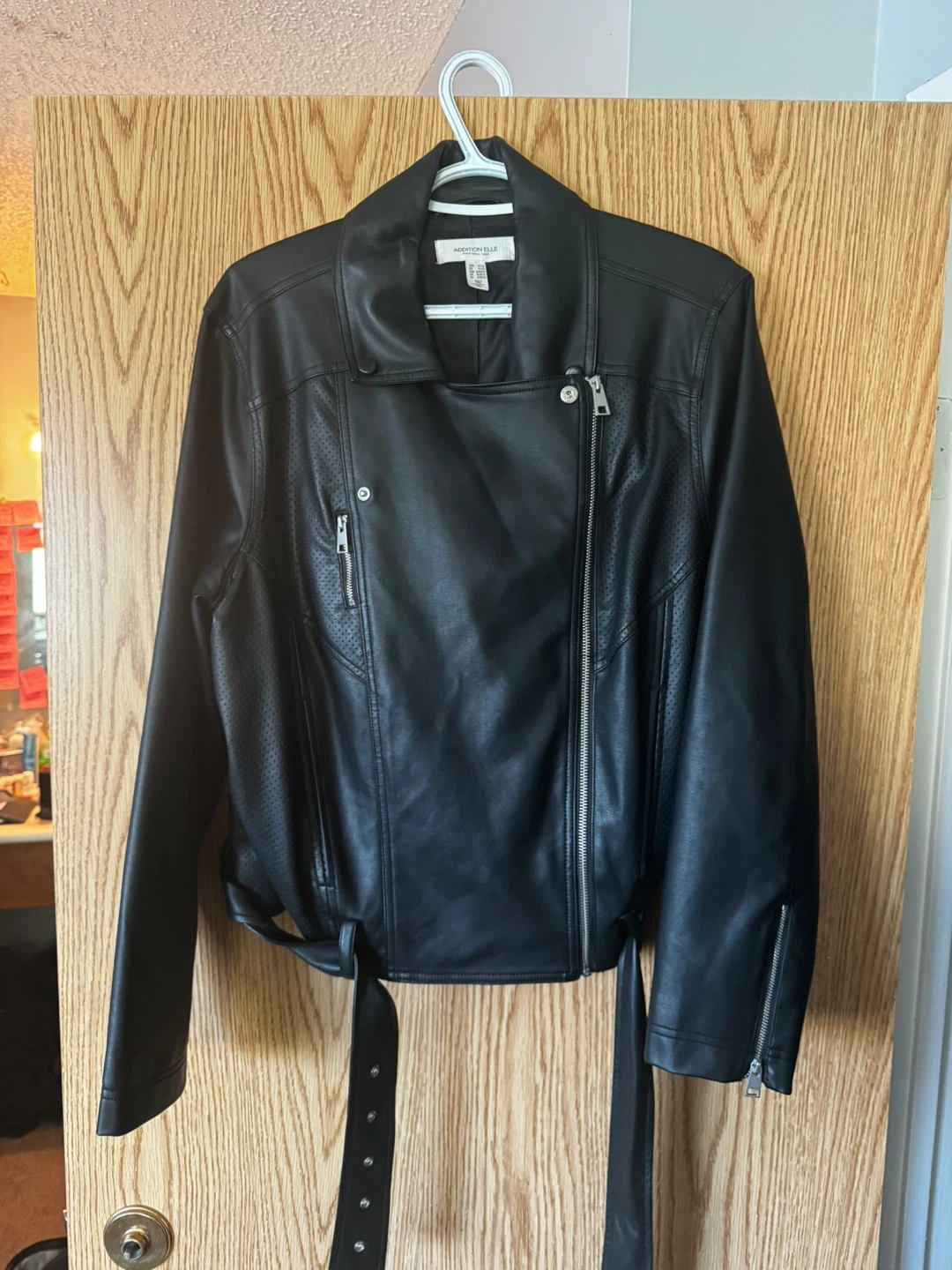 Addition Elle Black Faux Leather Moto Jacket - Size 1XT