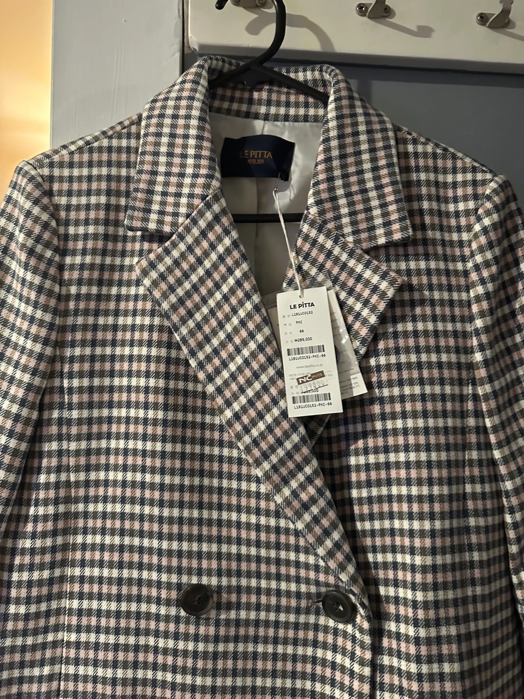 LE PITTA Checkered Double-Breasted Blazer - Size M
