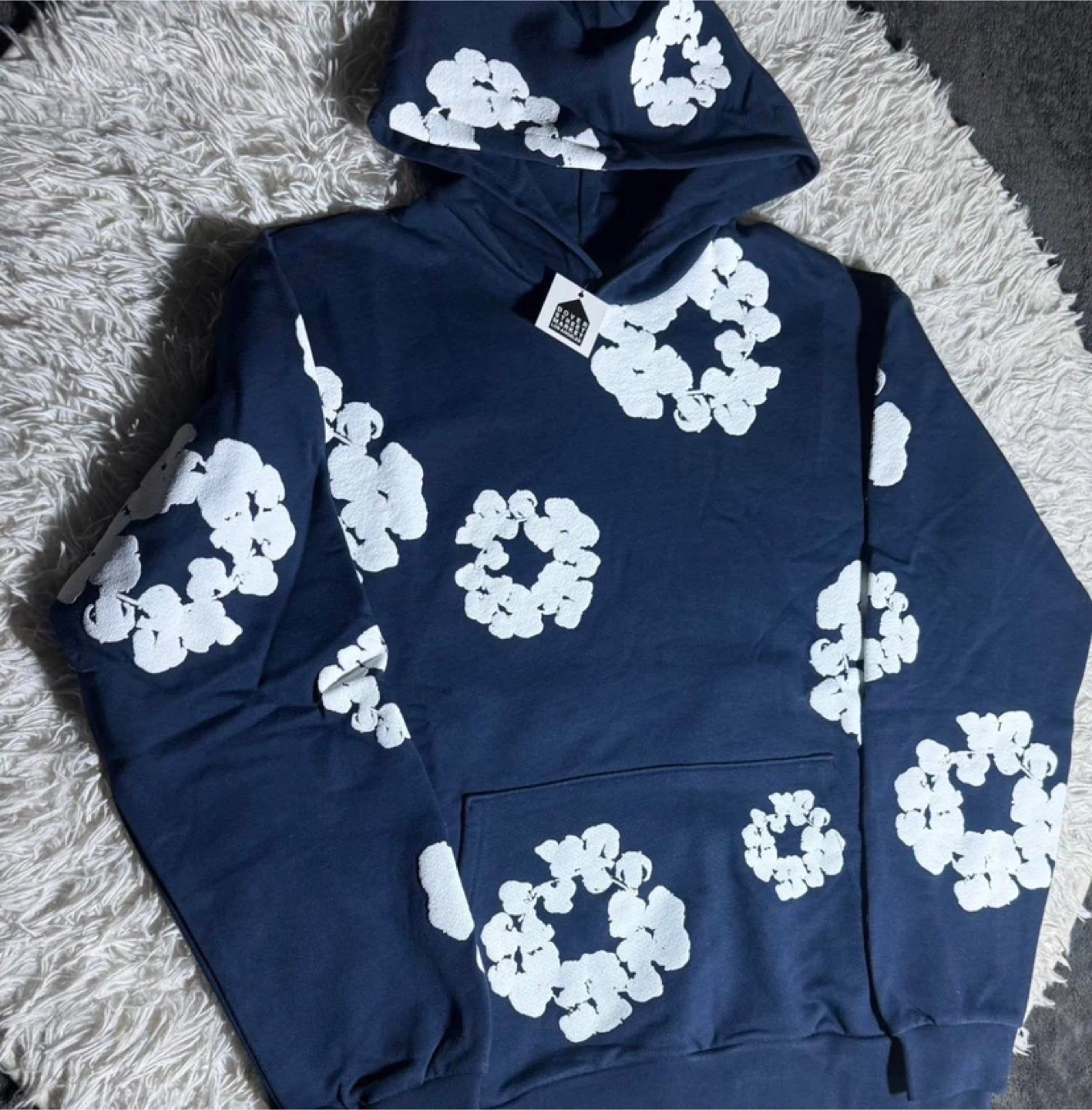 Denim Tears Navy Blue Cotton Wreath Hoodie - All Sizes - photo 2