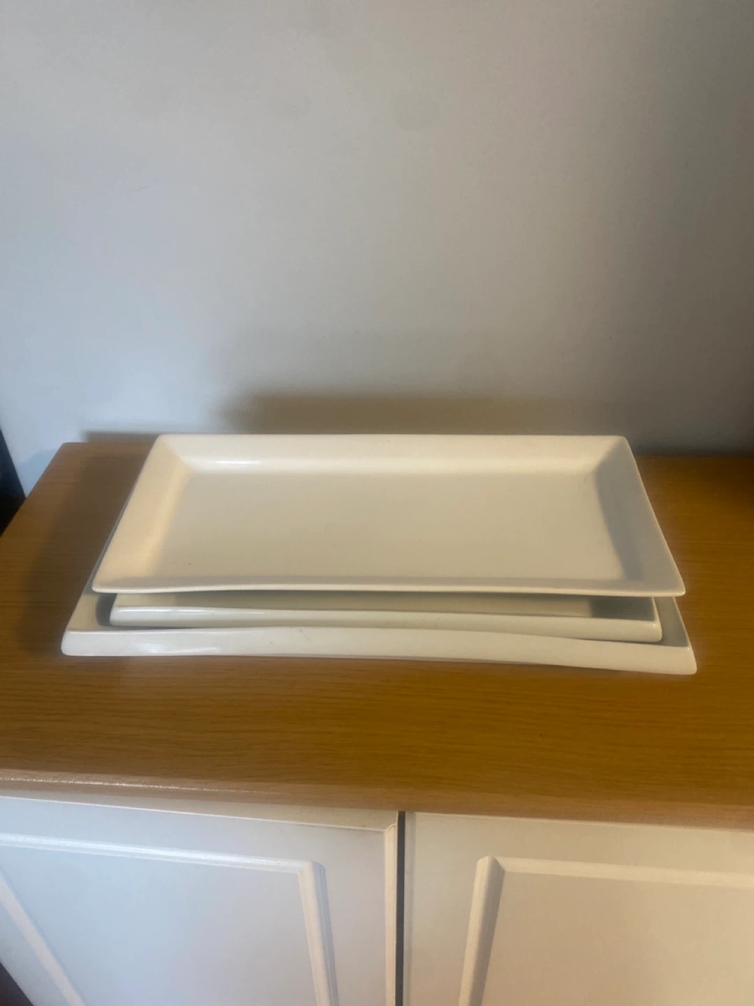 Set of 3 White Rectangular Serving Platters - photo 2