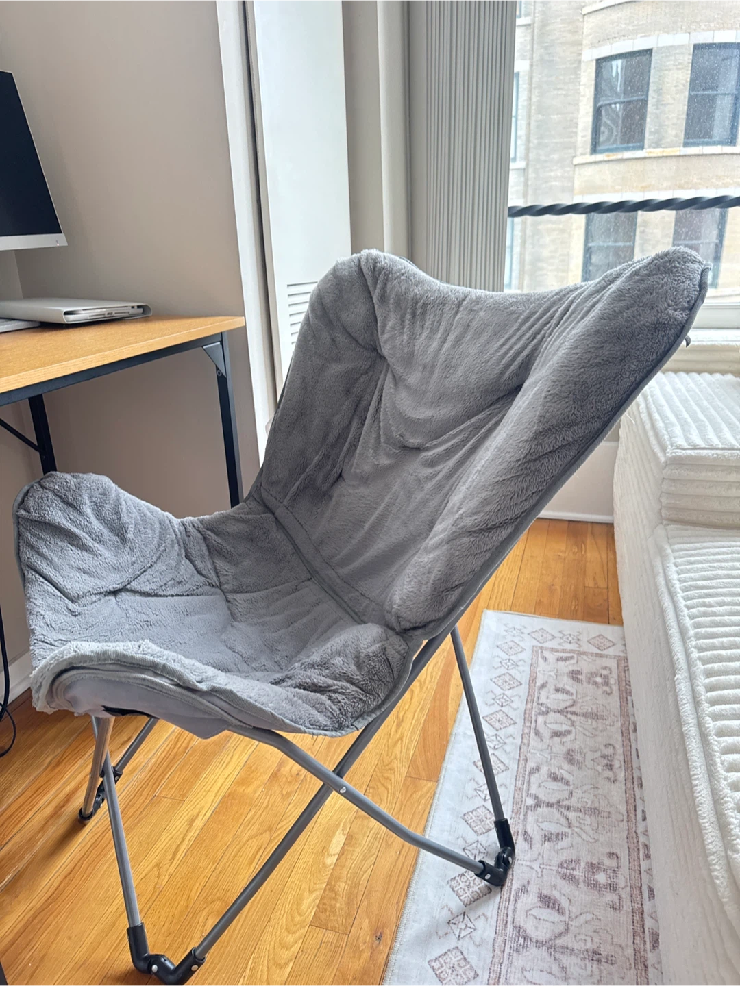 Grey Plush Butterfly Chair - photo 2