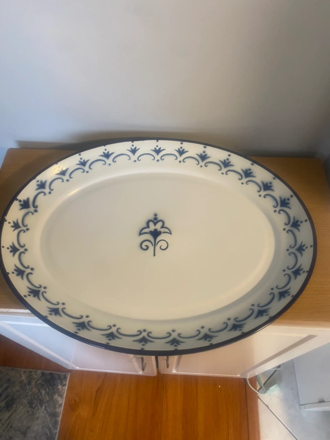 Oval Serving Platter - Blue & White - photo 2
