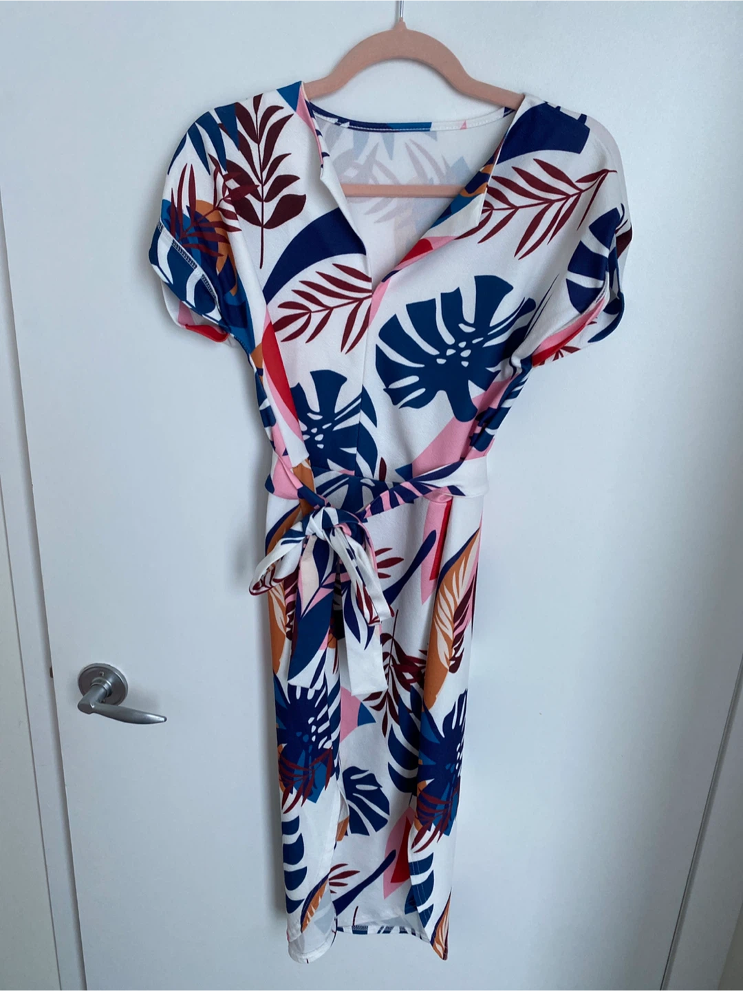 Wrap Dress with Tropical Print - Size S