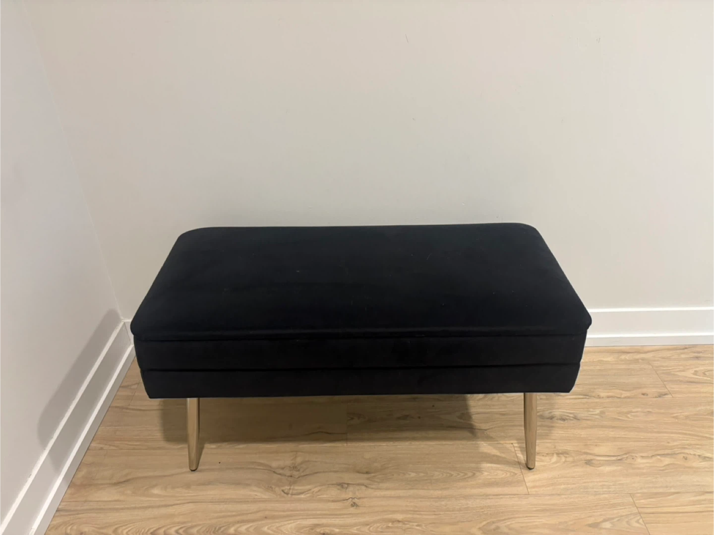 Black Velvet Storage Ottoman Bench