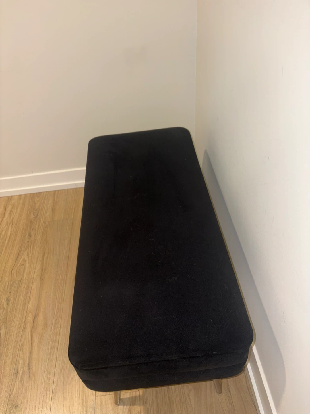 Black Velvet Storage Ottoman Bench - photo 3