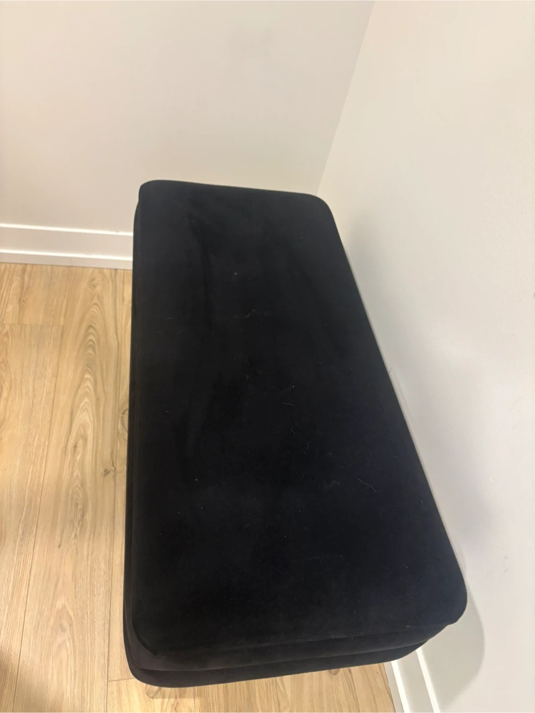 Black Velvet Storage Ottoman Bench - photo 2