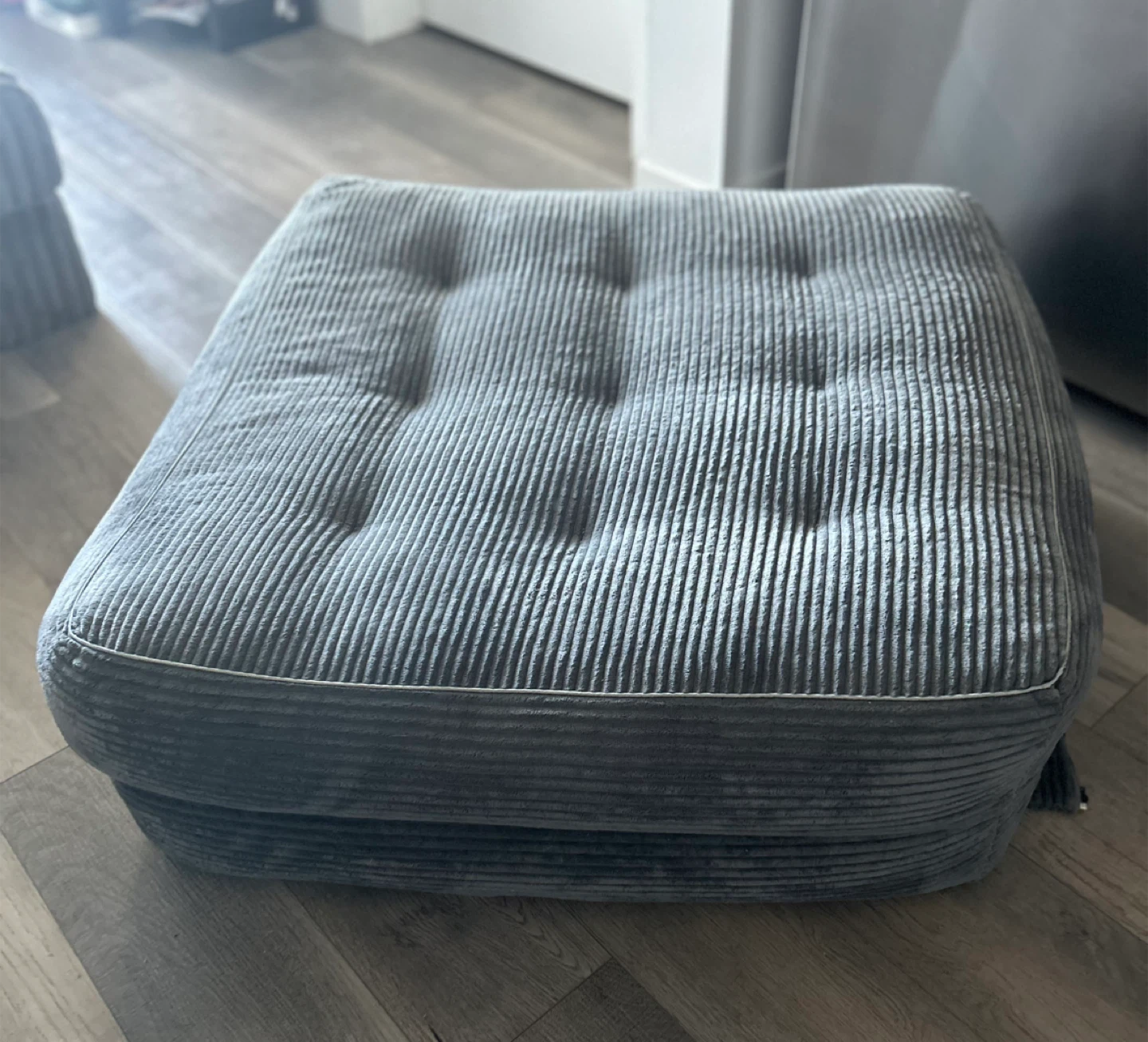 4 in 1 Folding Sofa Bed Ottoman Footrest Grey Corduroy