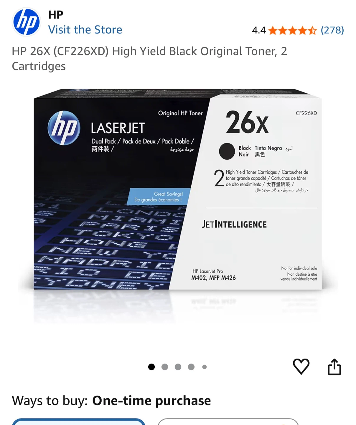 HP 26X (CF226XD) High Yield Black Toner Cartridge i, 1 Pack