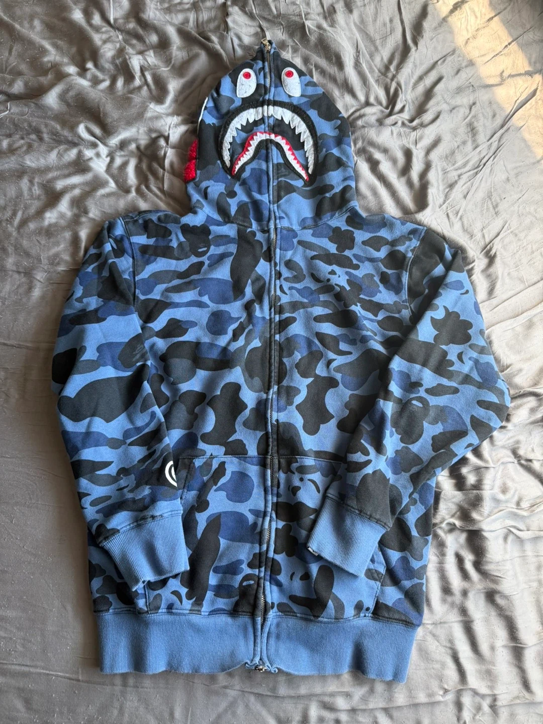 A Bathing Ape Blue Camo Shark Full Zip Hoodie