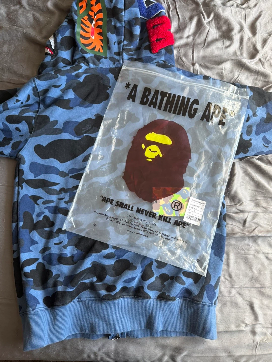 A Bathing Ape Blue Camo Shark Full Zip Hoodie - photo 5