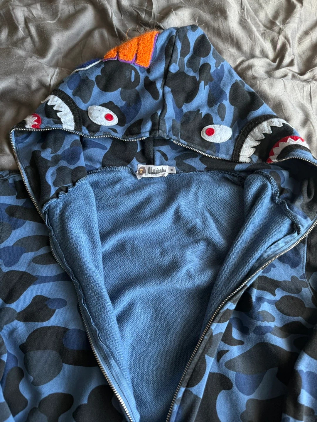 A Bathing Ape Blue Camo Shark Full Zip Hoodie - photo 2