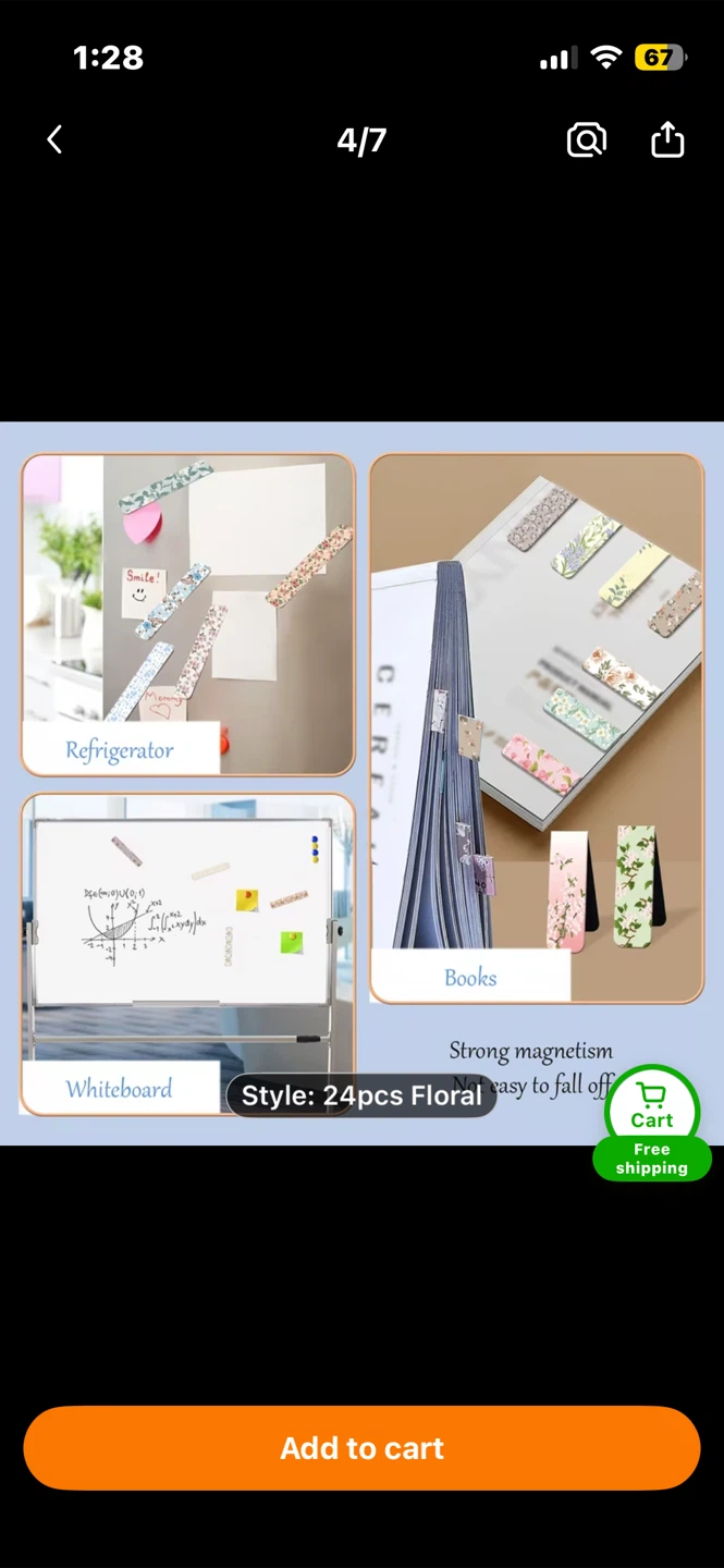 24pcs Floral Magnetic Bookmarks