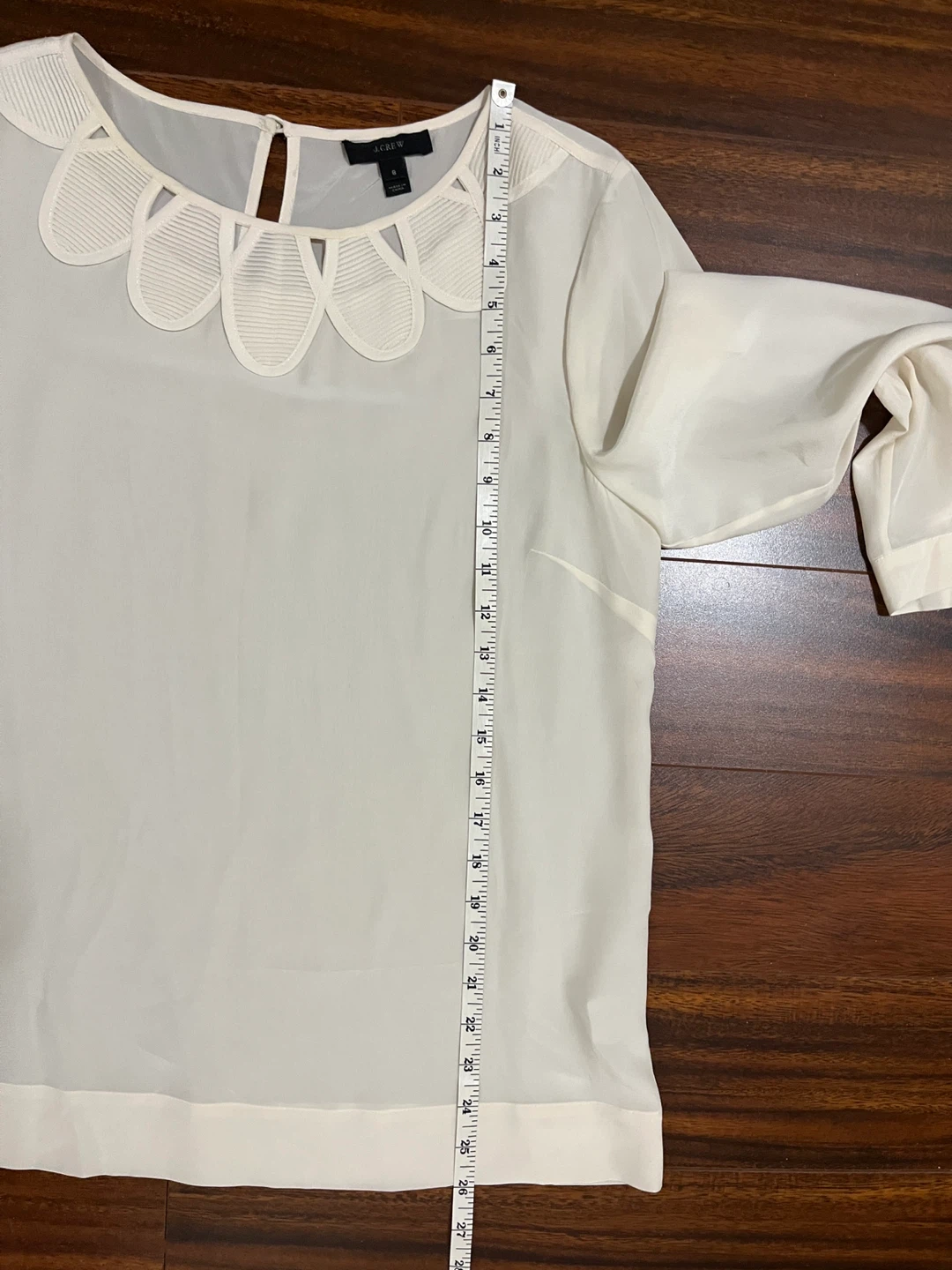 J. Crew women’s 8 silk blouse, scalloped neckline, cream - photo 5