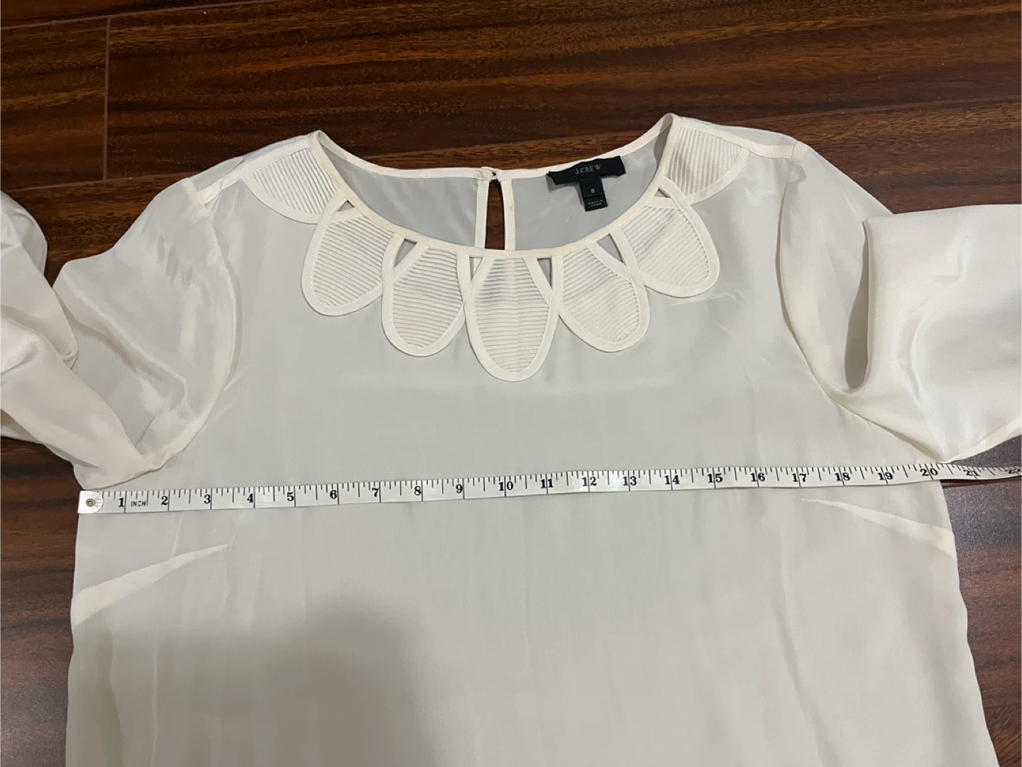 J. Crew women’s 8 silk blouse, scalloped neckline, cream - photo 3