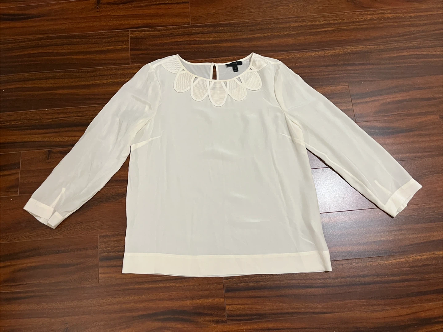J. Crew women’s 8 silk blouse, scalloped neckline, cream