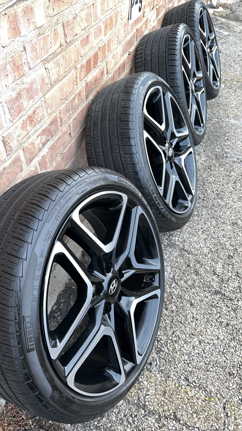 Set of 4 Hyundai OEM Alloy Wheels Rims Tires 19" Black Silver - photo 4