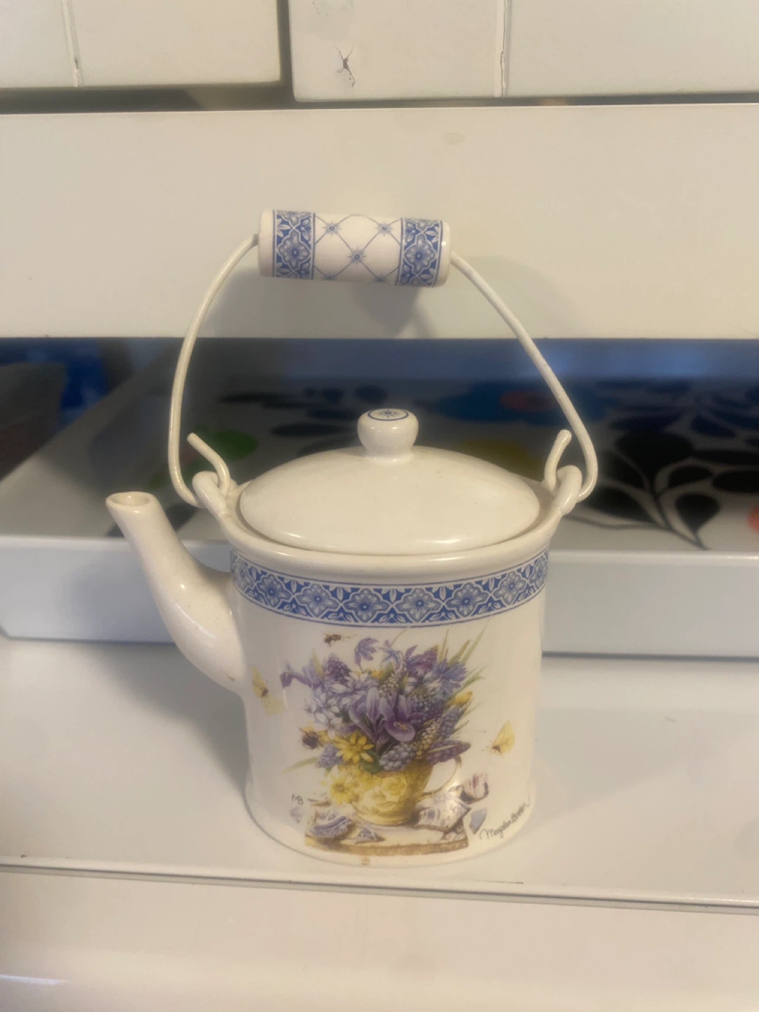 Decorative Ceramic Watering Can with Handle