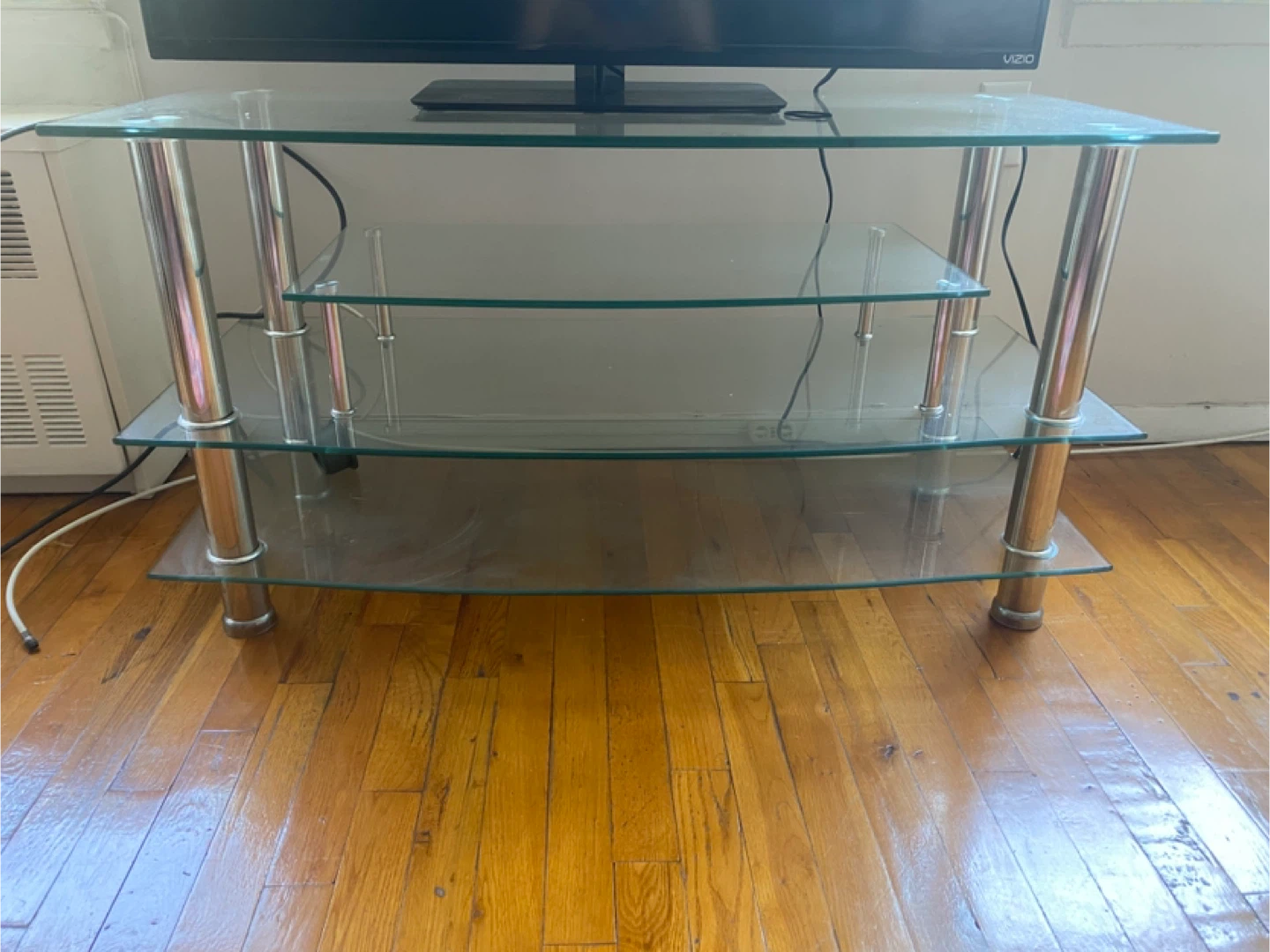 4 Piece Glass & Wood Living Room Set.