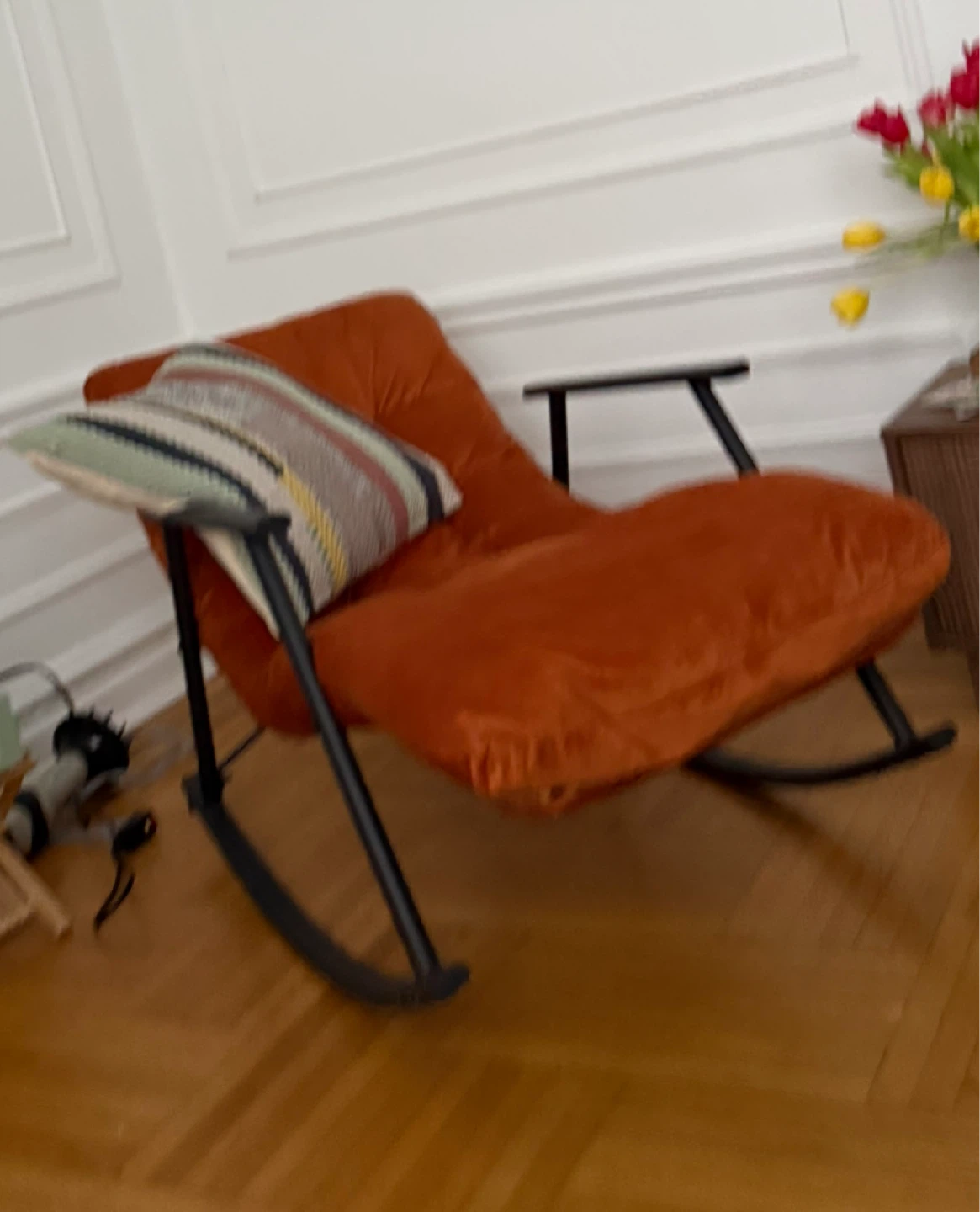 Orange Velvet Rocking Chair - photo 2