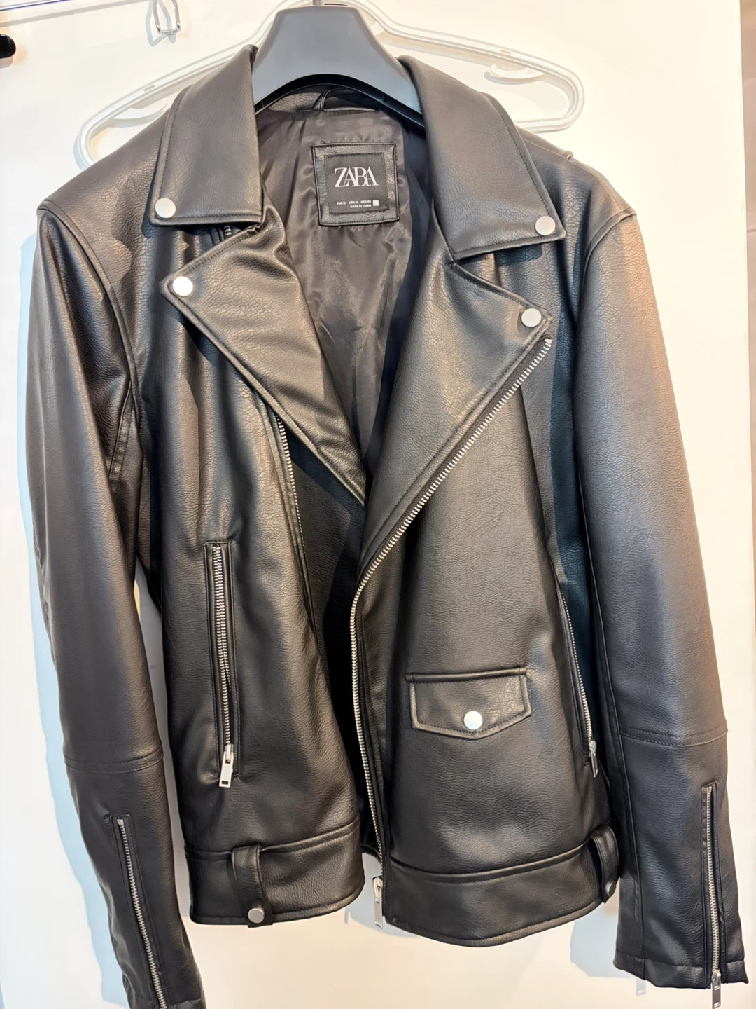 ZARA Black Faux Leather Moto Jacket