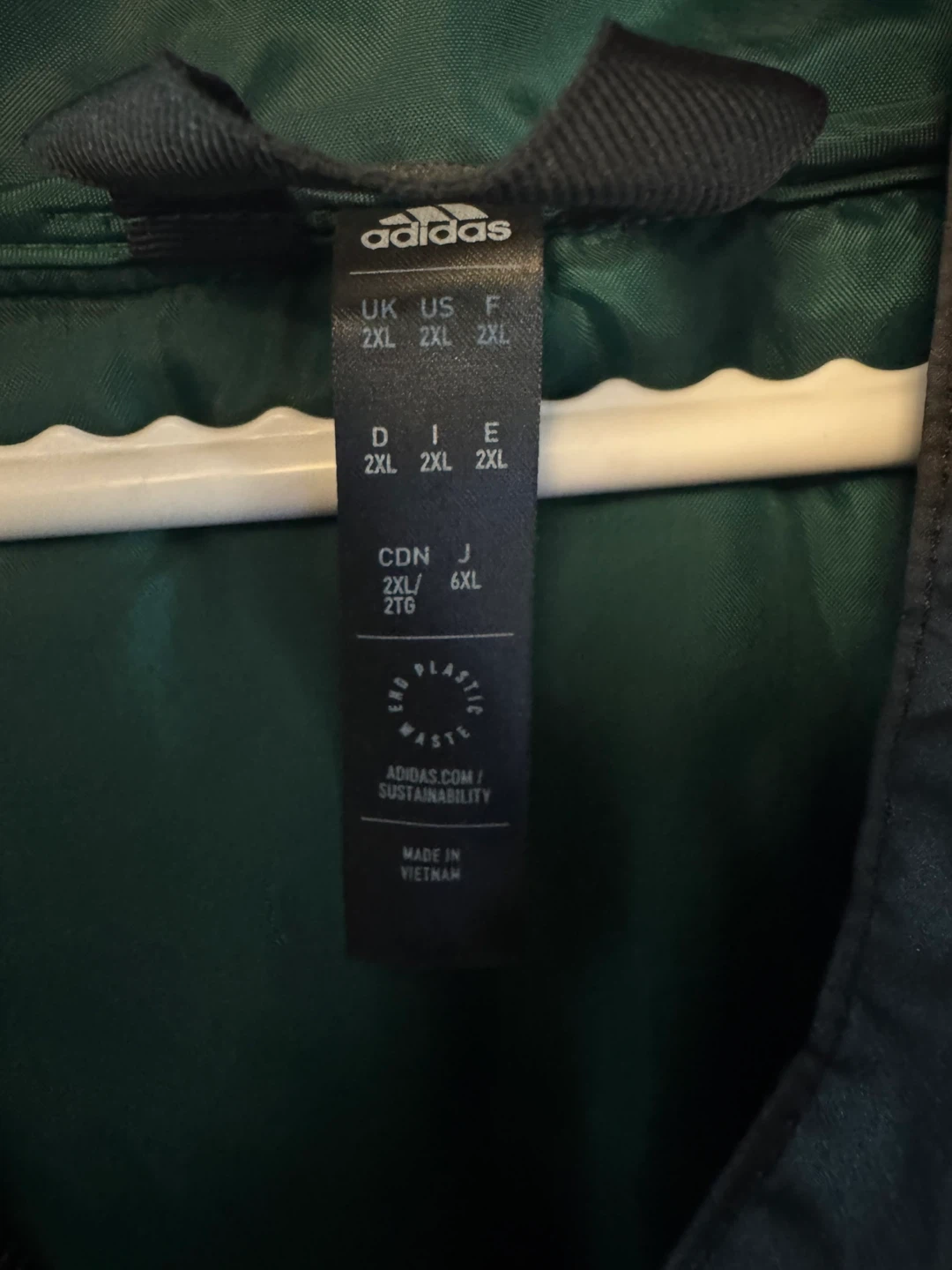 Adidas Puffer Jacket - Green/Black - Size 2XL - photo 4