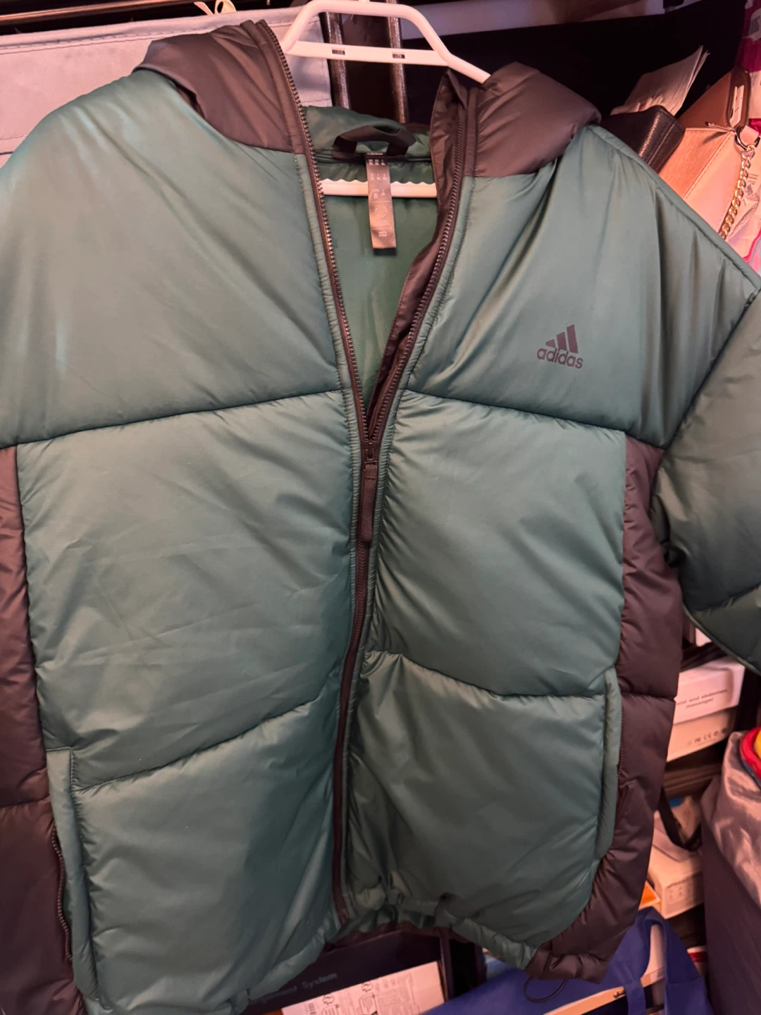 Adidas Puffer Jacket - Green/Black - Size 2XL