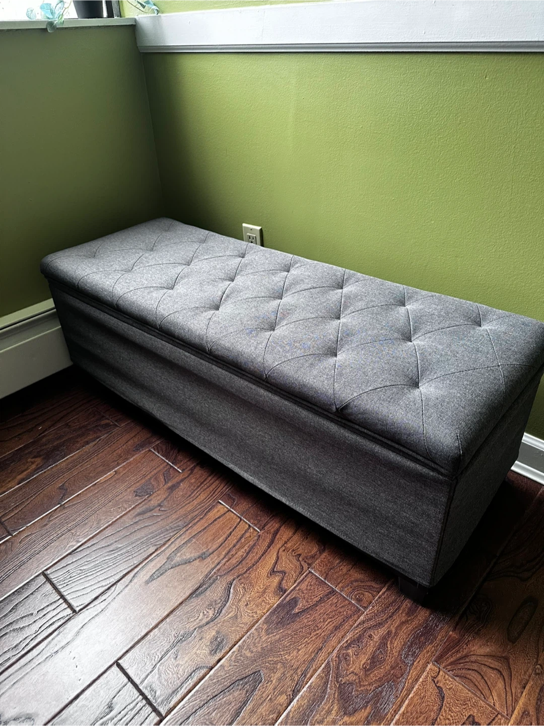 Tufted Storage Bench Ottoman - Dark Grey - photo 5