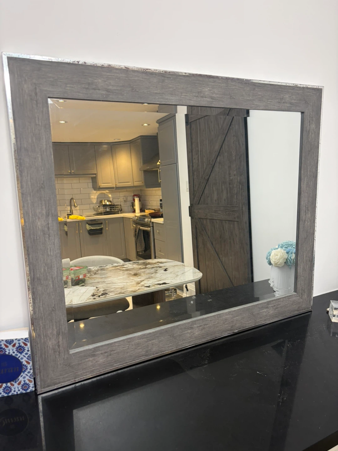 Distressed Wood Frame Mirror