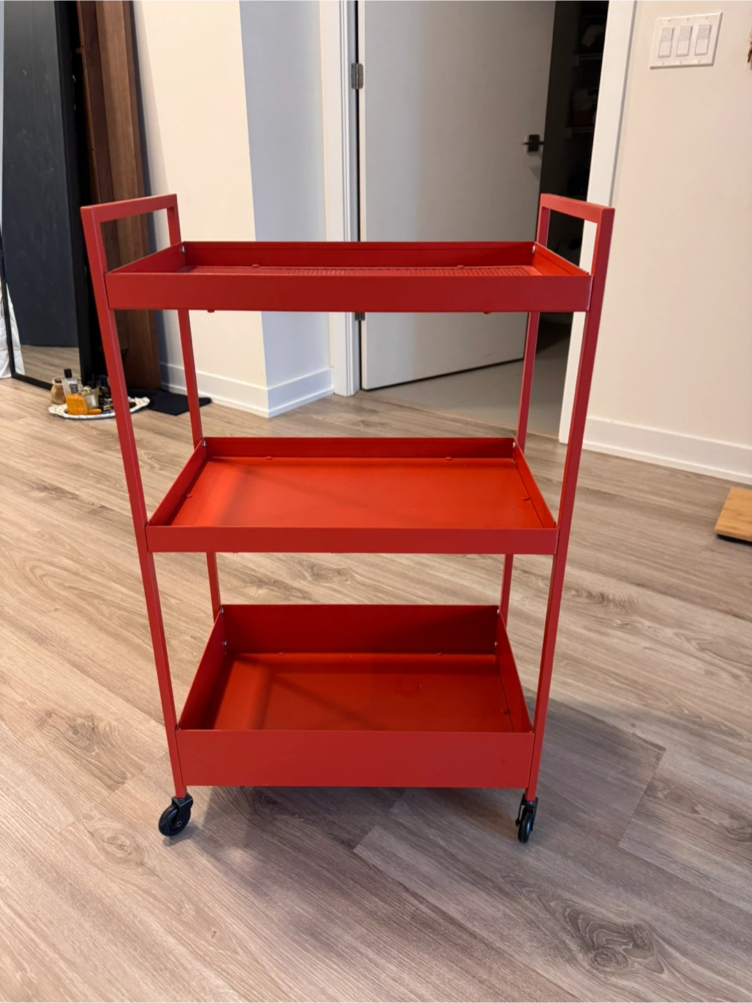 Red 3-Tier Rolling Utility Cart