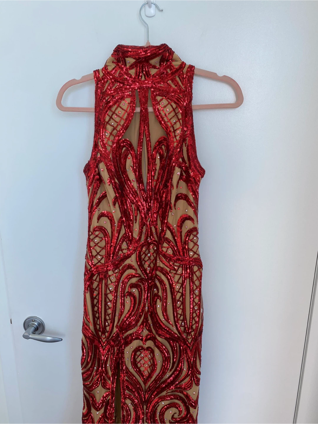 Red Sequin Embellished Evening Gown - Size M - photo 3